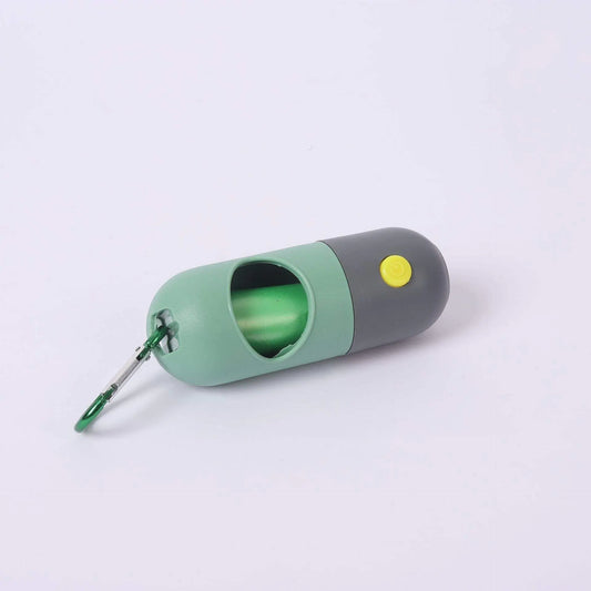 Generic Dog Poop Bag Dispenser Bag Holder Includes Extra Bag Roll for Convenience with Leash Click and Built-in Flashlight (Green)
